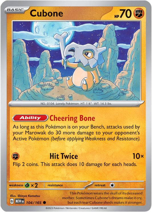 Cubone 104/165 Common Scarlet & Violet 151 Pokémon card