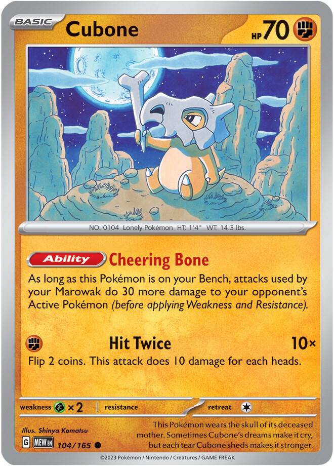 Cubone 104/165 Common Scarlet & Violet 151 Pokémon card