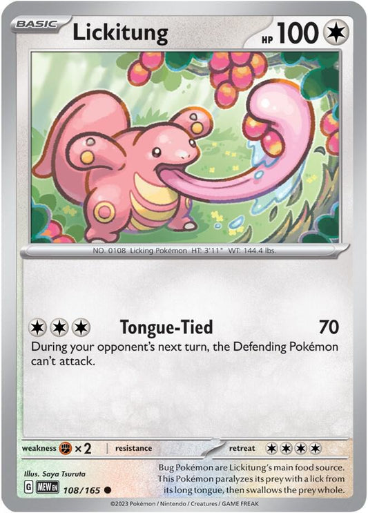 Lickitung 108/165 Common Scarlet & Violet 151 Pokémon card