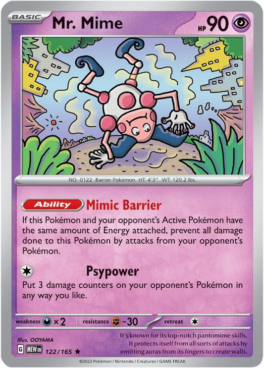Mr. Mime - 122/165 122/165 Rare Scarlet & Violet 151 Pokémon card