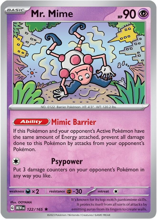 Mr. Mime - 122/165 122/165 Rare Scarlet & Violet 151 Pokémon card