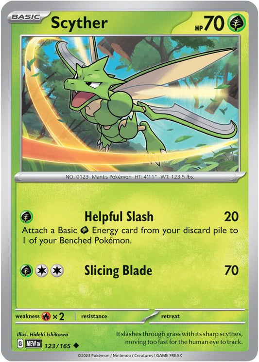 Scyther 123/165 Uncommon Scarlet & Violet 151 Pokémon card