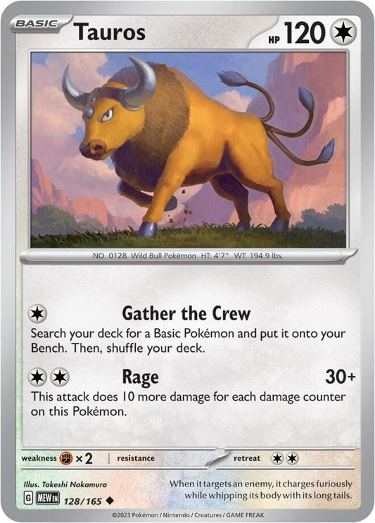 Tauros 128/165 Uncommon Scarlet & Violet 151 Pokémon card