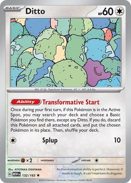 Ditto 132/165 Rare Scarlet & Violet 151 Pokémon card