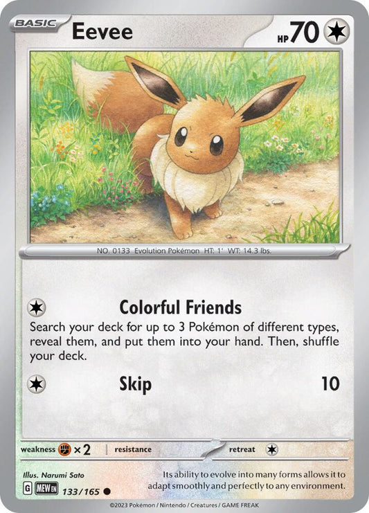 Eevee 133/165 Common Scarlet & Violet 151 Pokémon card