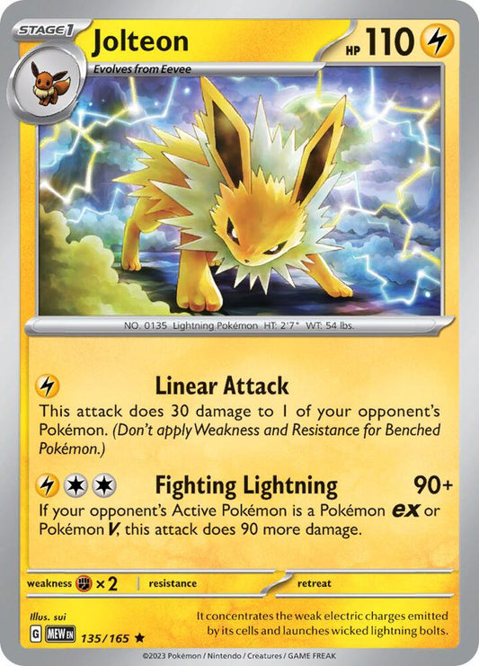 Jolteon 135/165 Rare Scarlet & Violet 151 Pokémon card
