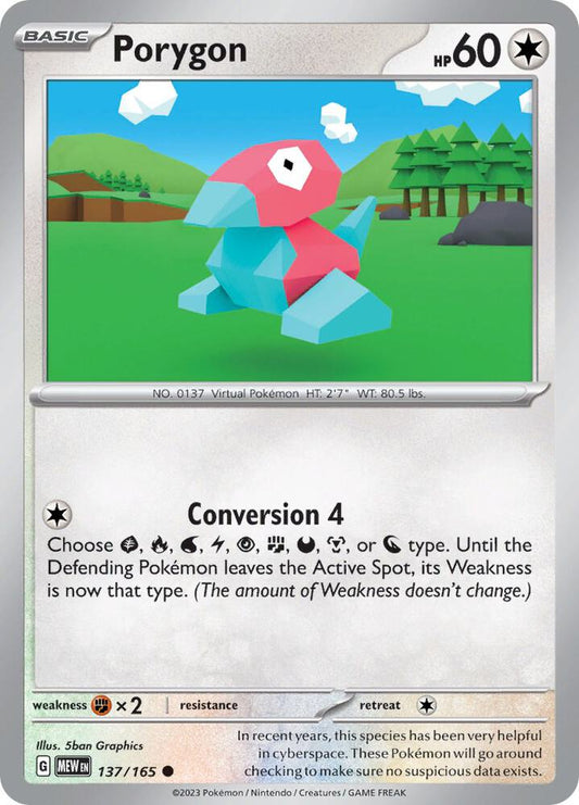 Porygon 137/165 Common Scarlet & Violet 151 Pokémon card