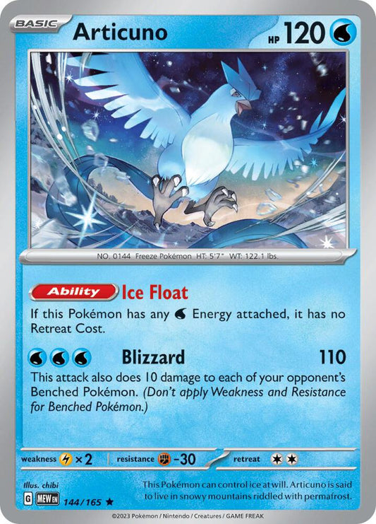 Articuno 144/165 Rare Scarlet & Violet 151 Pokémon card