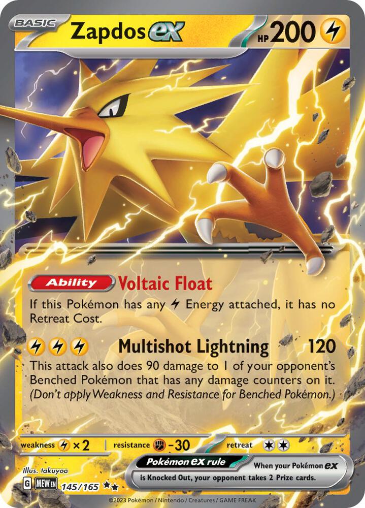 Zapdos ex - 145/165 145/165 Double Rare Scarlet & Violet 151 Pokémon card