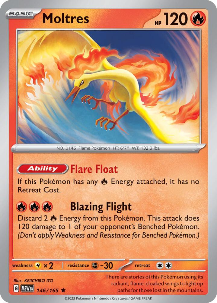 Moltres 146/165 Rare Scarlet & Violet 151 Pokémon card