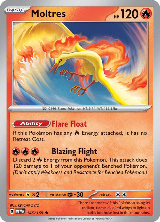 Moltres 146/165 Rare Scarlet & Violet 151 Pokémon card