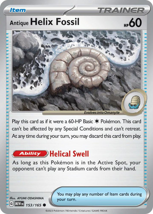 Antique Helix Fossil 153/165 Common Scarlet & Violet 151 Pokémon card