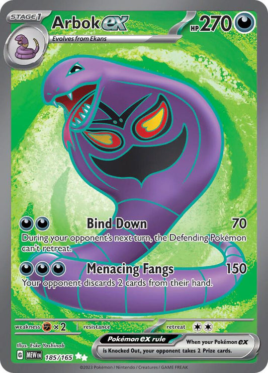 Arbok ex - 185/165 185/165 Ultra Rare Scarlet & Violet 151 Pokémon card