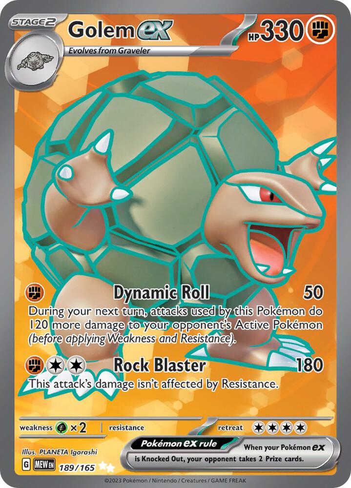 Golem ex - 189/165 189/165 Ultra Rare Scarlet & Violet 151 Pokémon card