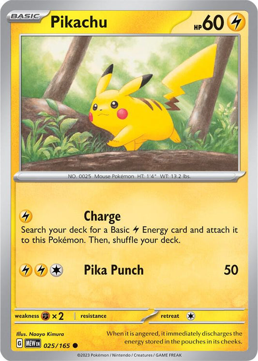 Pikachu - 025/165 025/165 Common Scarlet & Violet 151 Pokémon card