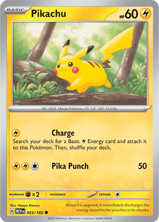 Pikachu - 025/165 025/165 Common Scarlet & Violet 151 Pokémon card