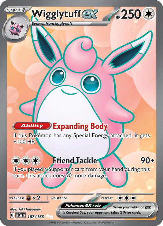Wigglytuff ex - 187/165 187/165 Ultra Rare Scarlet & Violet 151 Pokémon card