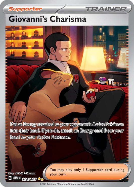 Giovanni's Charisma - 204/165 204/165 Special Illustration Rare Scarlet & Violet 151 Pokémon card