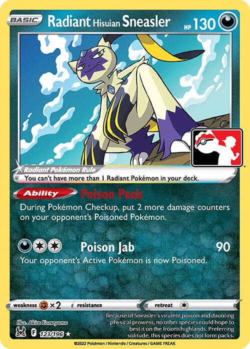 Radiant Hisuian Sneasler - 123/196 123/196 Radiant Rare Prize Pack Series Cards Pokémon card