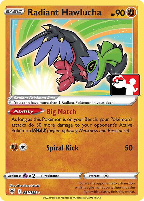 Radiant Hawlucha - 081/189 081/189 Radiant Rare Prize Pack Series Cards Pokémon card