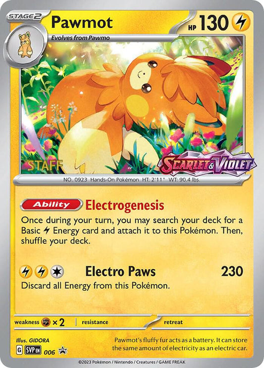 Pawmot - 006 (Prerelease) [Staff] 006 Promo Scarlet & Violet Promo Cards Pokémon card