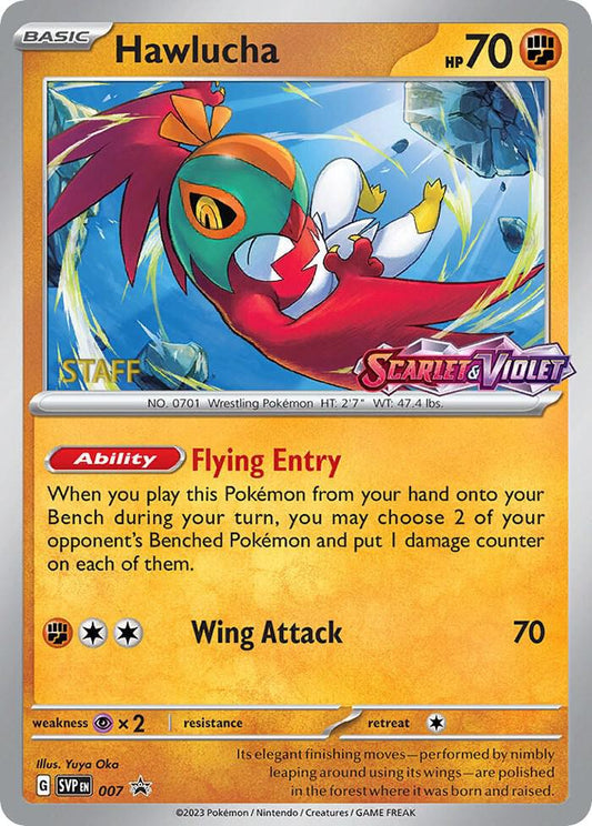 Hawlucha - 007 (Prerelease) [Staff] 007 Promo Scarlet & Violet Promo Cards Pokémon card