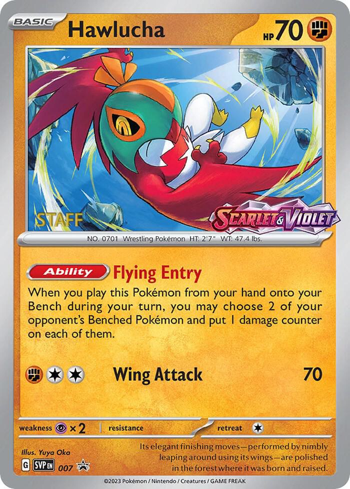 Hawlucha - 007 (Prerelease) [Staff] 007 Promo Scarlet & Violet Promo Cards Pokémon card
