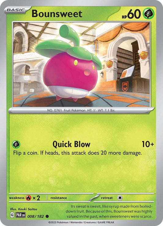 Bounsweet 008/182 Common Paradox Rift Pokémon card