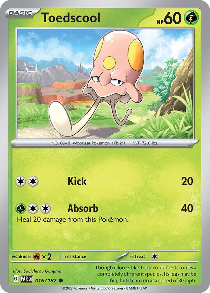 Toedscool - 016/182 016/182 Common Paradox Rift Pokémon card