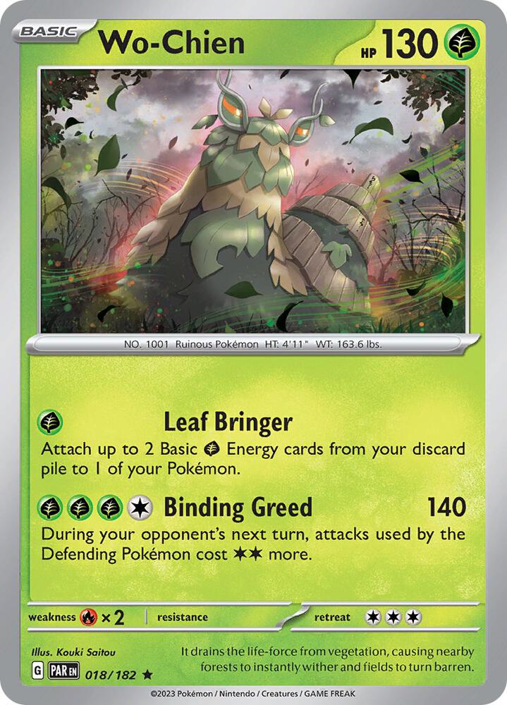 Wo-Chien 018/182 Rare Paradox Rift Pokémon card