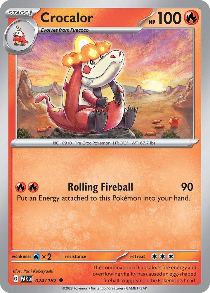 Crocalor 024/182 Uncommon Paradox Rift Pokémon card