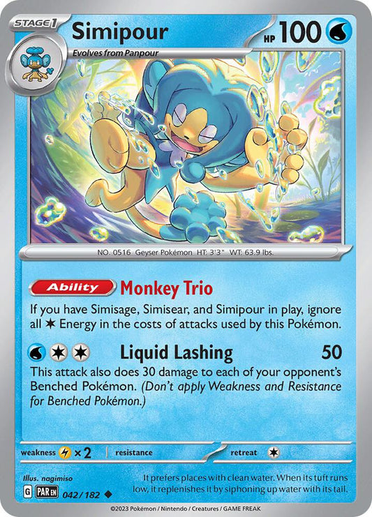 Simipour 042/182 Uncommon Paradox Rift Pokémon card