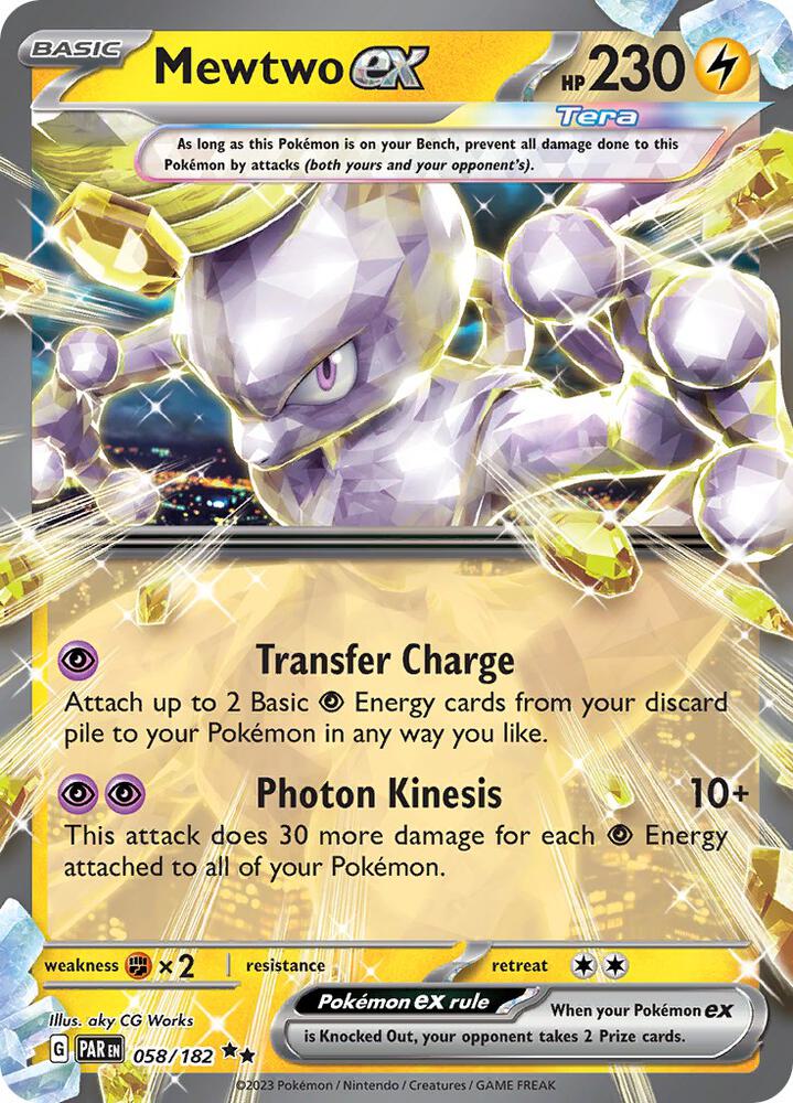 Mewtwo ex 058/182 Double Rare Paradox Rift Pokémon card