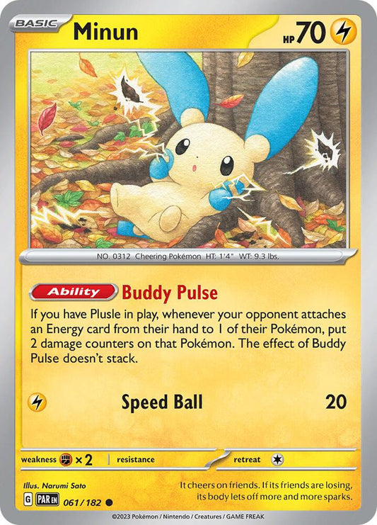 Minun - 061/182 061/182 Common Paradox Rift Pokémon card