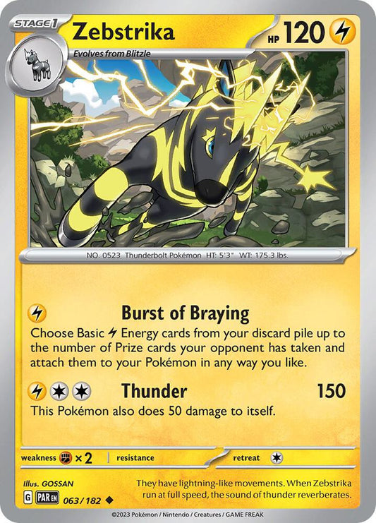 Zebstrika 063/182 Uncommon Paradox Rift Pokémon card