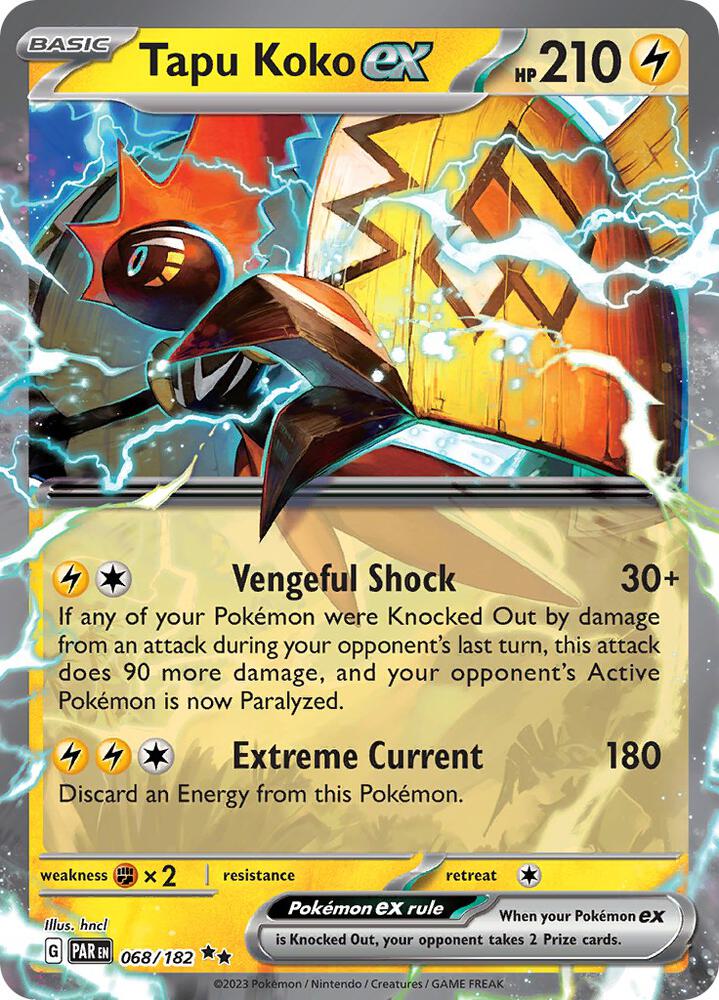 Tapu Koko ex - 068/182 068/182 Double Rare Paradox Rift Pokémon card