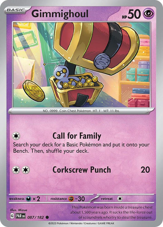 Gimmighoul - 087/182 087/182 Common Paradox Rift Pokémon card
