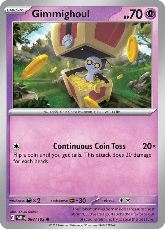 Gimmighoul - 088/182 088/182 Common Paradox Rift Pokémon card