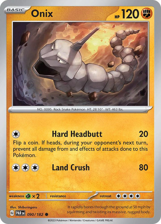 Onix 090/182 Common Paradox Rift Pokémon card