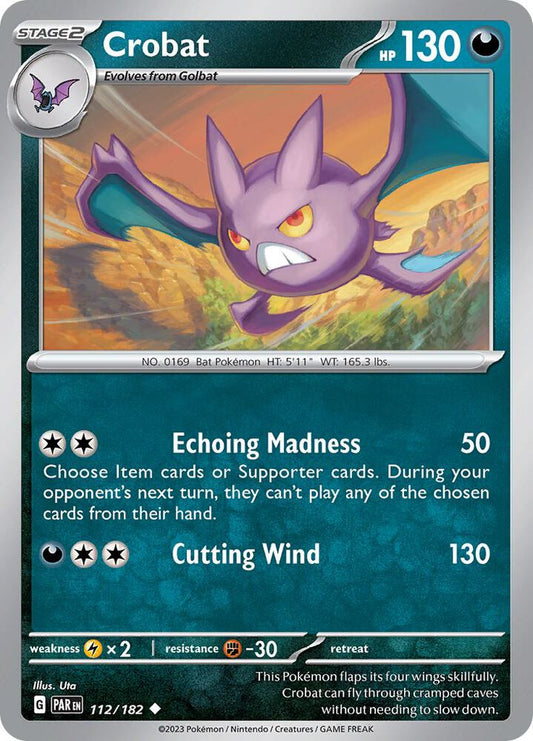 Crobat 112/182 Uncommon Paradox Rift Pokémon card