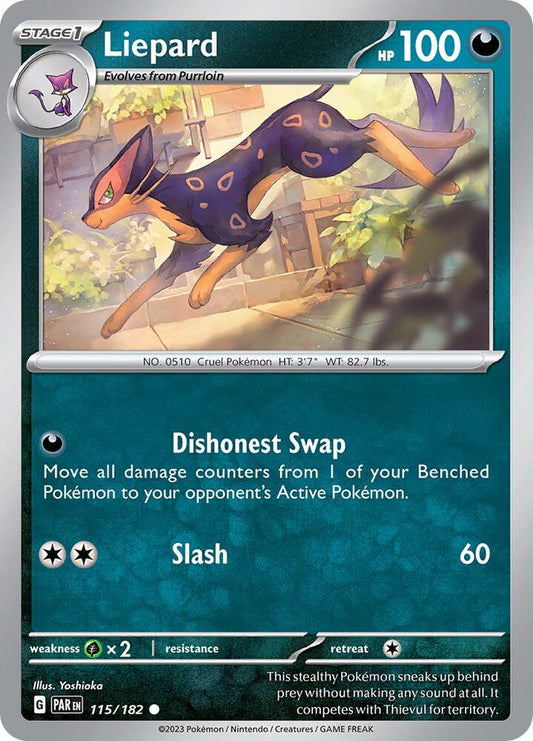 Liepard 115/182 Common Paradox Rift Pokémon card