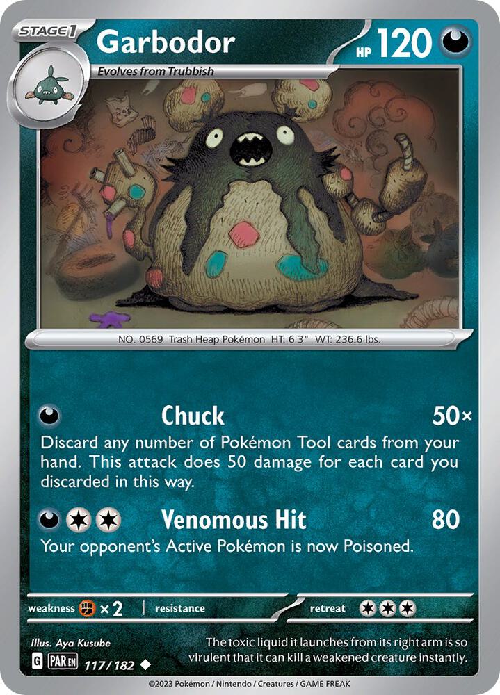 Garbodor - 117/182 117/182 Uncommon Paradox Rift Pokémon card