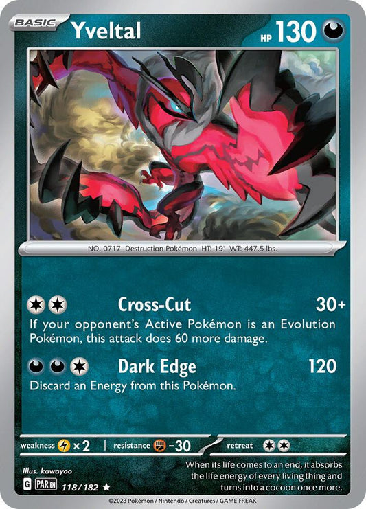 Yveltal - 118/182 118/182 Rare Paradox Rift Pokémon card