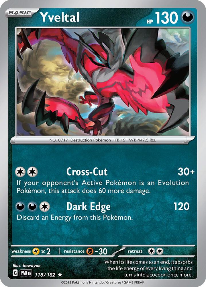 Yveltal - 118/182 118/182 Rare Paradox Rift Pokémon card