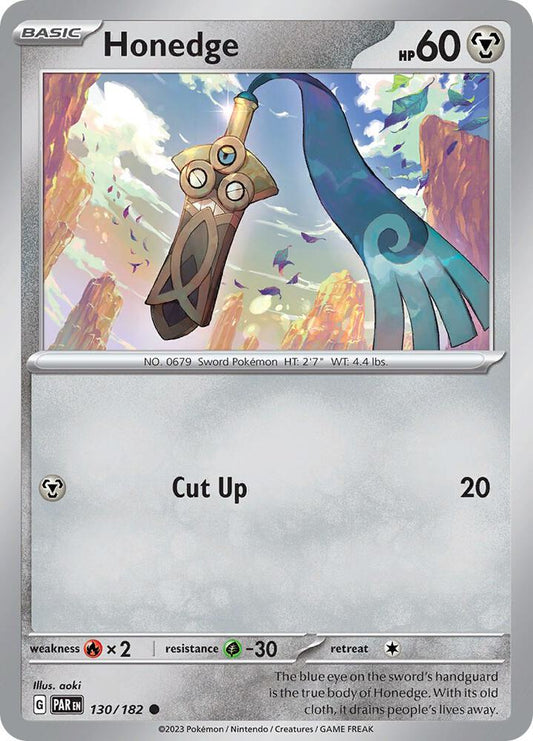 Honedge - 130/182 130/182 Common Paradox Rift Pokémon card