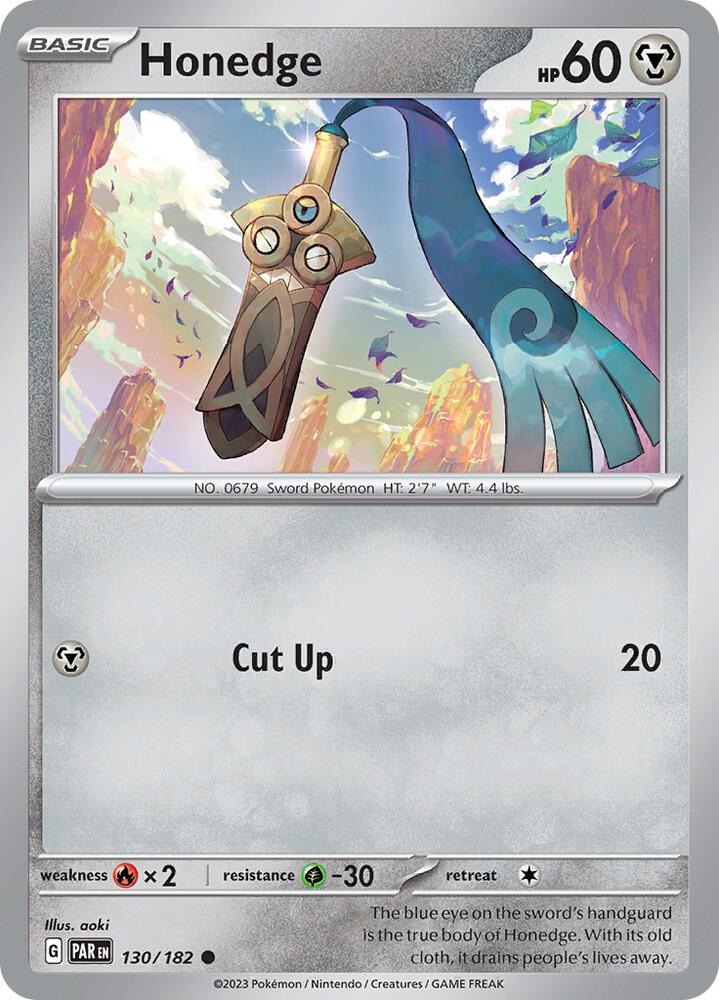 Honedge - 130/182 130/182 Common Paradox Rift Pokémon card