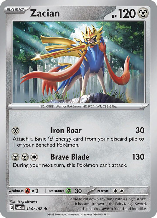 Zacian 136/182 Rare Paradox Rift Pokémon card