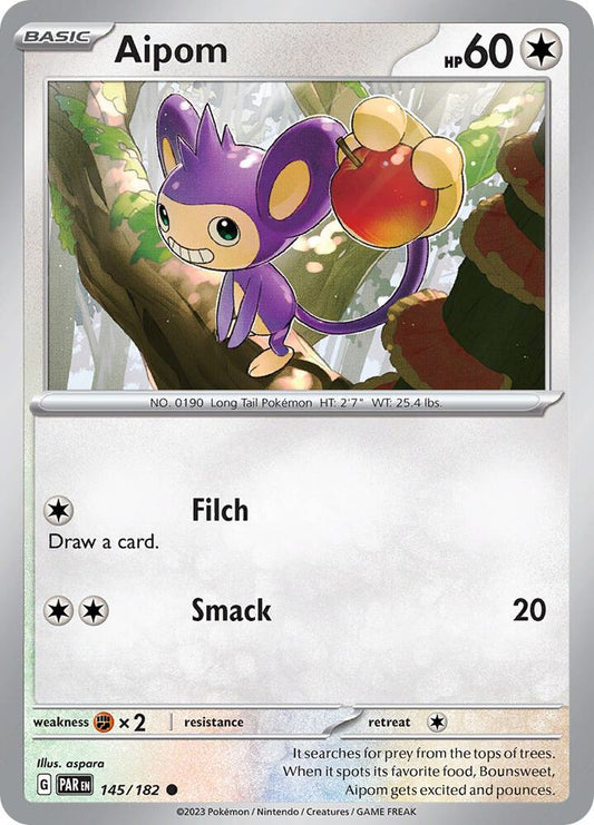 Aipom - 145/182 145/182 Common Paradox Rift Pokémon card