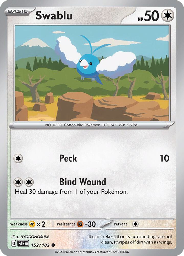 Swablu - 152/182 152/182 Common Paradox Rift Pokémon card