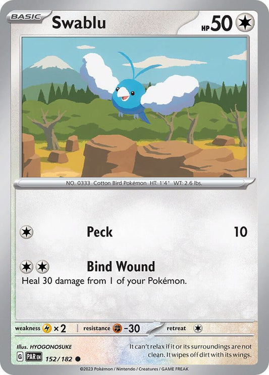 Swablu - 152/182 152/182 Common Paradox Rift Pokémon card
